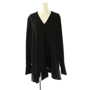 ダブルサテンアシンメトリーブラウス 長袖 プルオーバー 38 黒 /NR OS