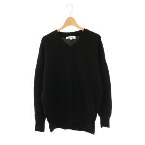 Vネック ウールカシミヤ ニット セーター 長袖 ウール カシミヤ混 38 黒 /NR OS