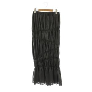 ライトサマーウールシャーリングティアードスカート ロング タイト ウール 38 グレー /NR OS