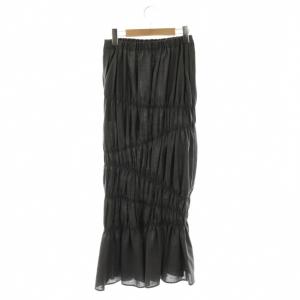 ENFOLD ライトサマーウールシャーリングティアードスカート ロング タイト ウール 38 グレー /NR OS