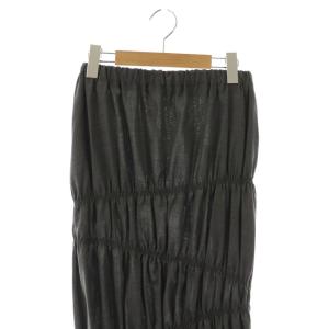 ENFOLD ライトサマーウールシャーリングティアードスカート ロング タイト ウール 38 グレー /NR OS