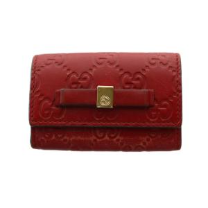 6蓮キーケース GG柄 レザー 赤 レッド /SS OS