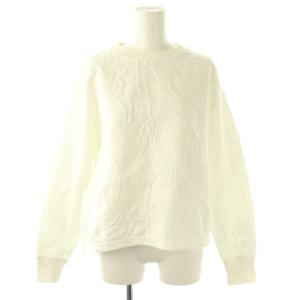 フラワー ジャカード ロングスリーブ スウェット プルオーバー ホワイト /HK OS