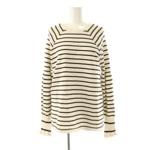 ボーダードッキングプルオーバー カットソー ニット切替 アイボリー ブラック /ES OS