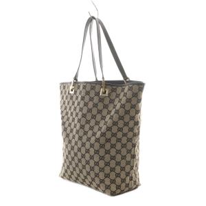 GUCCI トートバッグ GGキャンバス ベージュ 黒 ブラック モノグラム柄 総柄 ゴールド金具 002 1098