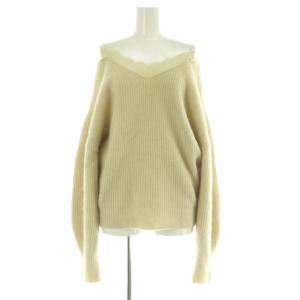 レーストリムラクーンニット セーター 長袖 ONE アイボリー /MY OS