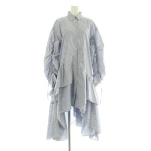 ボリュームイレヘムワンピ ワンピース ロング 長袖 ストライプ 0 サックスブルー /MY OS