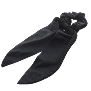 リボン シュシュ 総柄 ブラック