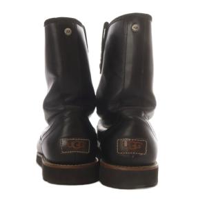 UGG australia ストーンマン STONEMAN ムートンブーツ ミドル レザー US8 ブラック 3247 /YO27