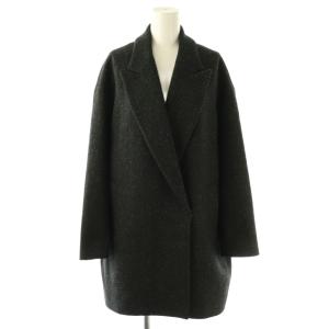 ネップツイード ハーフコート ヘリンボーン ブラック ダークグレー /DF OS