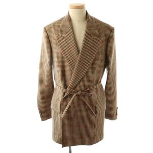 ウールダブルブレストオーバーサイズチェック ジャケット XS ベージュ