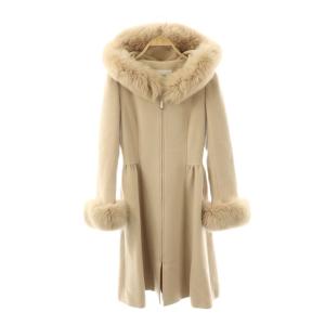 ウール×アンゴラフォックスファーフード付きジップアッププリンセスコート 32 ベージュ