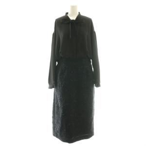 24SS ファンシーツィードワンピース ロング 38 ブラック /DF OS SH