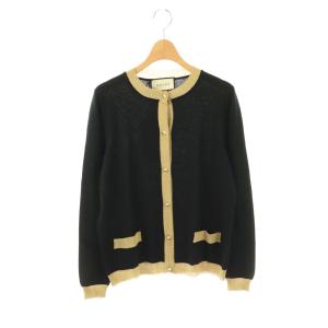 グリッタートリムカシミヤパールモチーフボタンカーディガン M ブラック