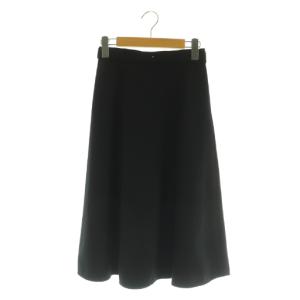 23SS ライトスラブバックルスカート ロング フレア ベルト付 34 ブラック /MY OS