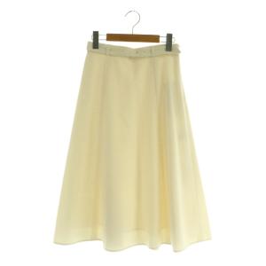 23SS ライトスラブバックルスカート ロング フレア ベルト付 34 ホワイト /MY OS