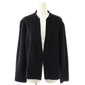ウール混ノーカラージャケット 13+ ネイビー /DO OS