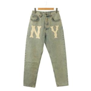 ×MLB 23年 NY Yankees Patch Denim ジーンズ 25 ライトブルー