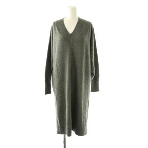 vingt-trois Vネック ニット チュニック ワンピース ロング ウール カシミヤ混 グレー /NR