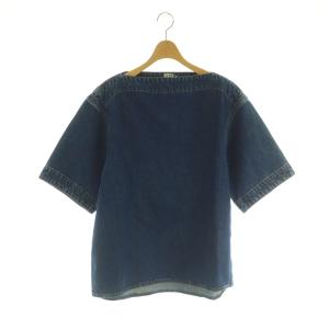 dart neck denim top デニムカットソー 七分袖 34 インディゴ /MI OS