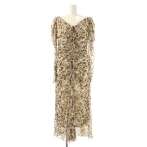 24AW トリプルリボンチュールカットワンピース 長袖 ロング 1 グレージュ 茶 /NR OS