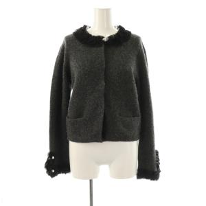 フリルオパールカーディガン 38 グレー ブラック /DO OS