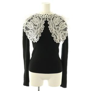 襟付きリブニット カットソー F ブラック ホワイト /DO OS