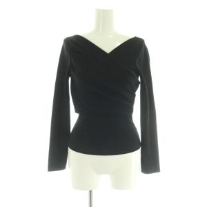 25SS カシュクールニット カットソー ラップデザイン F 黒 /MI OS