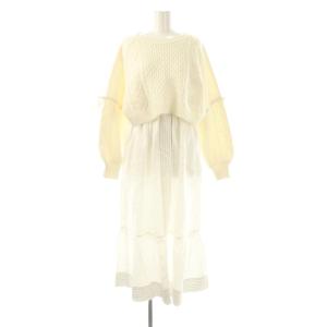 ケーブルニットセット ワンピース セーター レイヤード 36 アイボリー ホワイト /ES OS