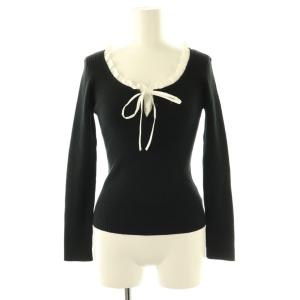 25AW フリルドッキングニットプルオーバー セーター 長袖 F ブラック /HK OS SH