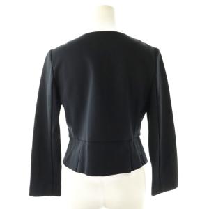 LANVIN en Bleu リボン ペプラムジャケット ノーカラー 36 ネイビー /HK OS