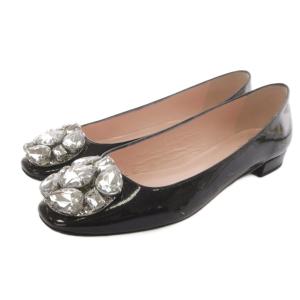 NENA ビジューフラット パンプス スクエアトゥ 8C 黒 ブラック /SR