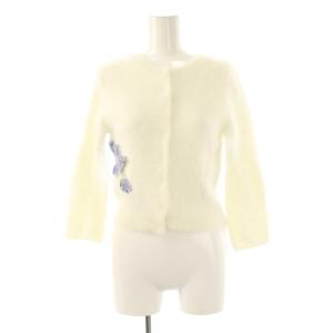 フラワー刺繍 アンゴラ混 カーディガン ニット 1 オフホワイト /NR OS