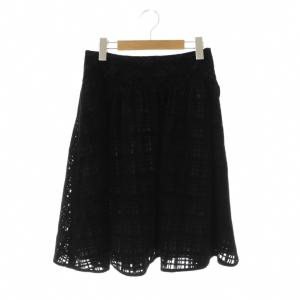 ベロア スカート 膝丈 フレア 36 黒 /NR OS
