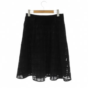 René ベロア スカート 膝丈 フレア 36 黒 /NR OS