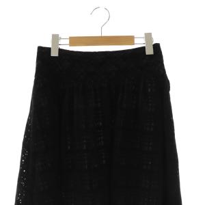 René ベロア スカート 膝丈 フレア 36 黒 /NR OS