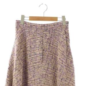 René 23年製 ツイード フレアスカート 36 ピンク マルチカラー /ES OS