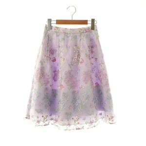 GARDEN FLOWER スカート フレア 膝丈 0 ラベンダー /HK OS