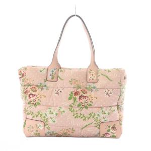 TORY BURCH トートバッグ 花柄 ナイロン ピンク ロゴ /RI OS