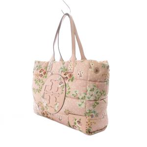 TORY BURCH トートバッグ 花柄 ナイロン ピンク ロゴ /RI OS