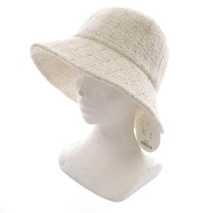 ツイードバケットハット 帽子 F 白 ホワイト /SR SH