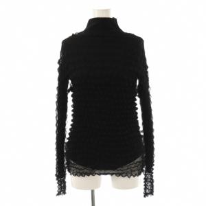 2点セット 23AW シースルーレイヤードカットソー シアーカットソー ハイネックカットソー F ブラック