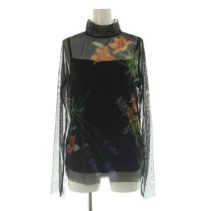 UND ANNABELLE SKIN TOP シアートップス 長袖 ハイネック 花柄 インナー付 F ブラック