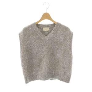 グリッターラメ ノースリーブ ニットベスト シルバー色 /DF OS
