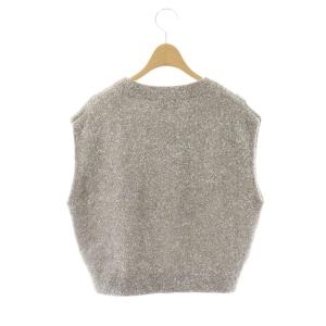 UNITED ARROWS グリッターラメ ノースリーブ ニットベスト シルバー色 /DF OS