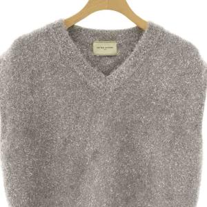 UNITED ARROWS グリッターラメ ノースリーブ ニットベスト シルバー色 /DF OS