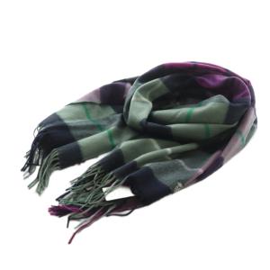 マフラー カシミヤ チェック柄 パープル 1736-343-3302