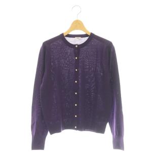 ARKABA クルーニットカーディガン 金ボタン パープル /DF OS