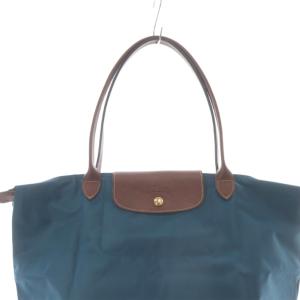 Longchamp ルプリアージュ ナイロン トートバッグ ハンドバッグ 青 ブルー 茶 ブラウン /SR