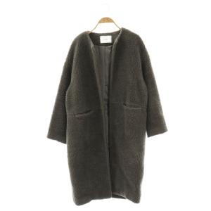 ボア ノーカラーコート ロング F グレー /HK OS